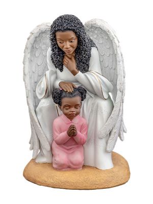 Praying Guardian with Girl African American Figurine