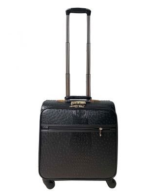 Alligator and Ostrich In Black Rolling Carry On Luggage