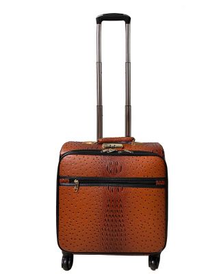 Alligator and Ostrich In Cognac Rolling Carry On Luggage
