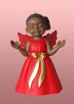 African American Angel in Red Worship Christmas Ornament