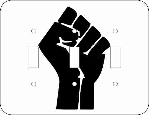 Black Power Fist Triple Light Switch Plate Cover
