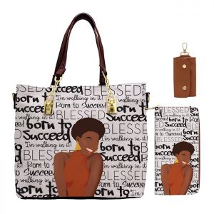 Born to Succeed Black Art Handbag Set