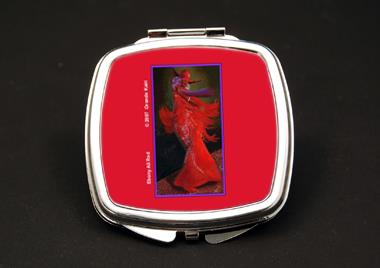 Ebony All Red African American Duel Mirror Compact