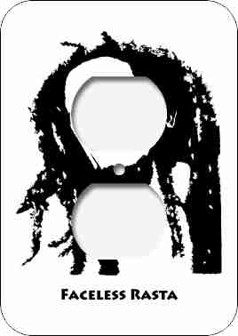 Faceless Rasta Black and White Double Outlet Cover