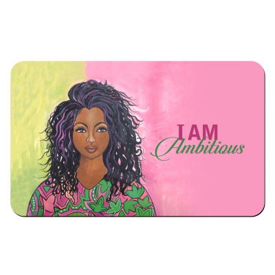 I am Ambitious Pink and Green African American Indoor Floor Mat