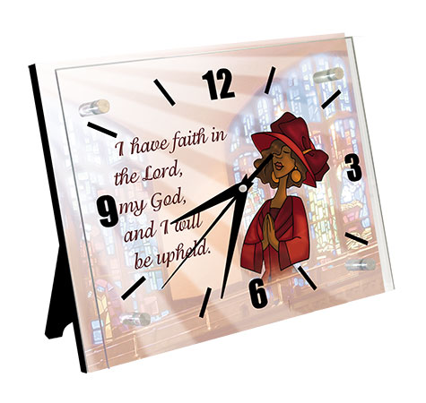 I Have Faith Inspirational African American Desktop Clock