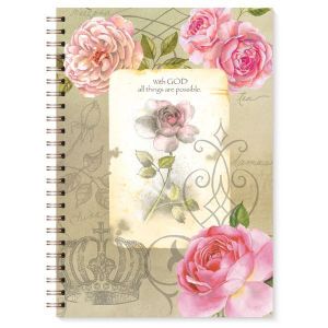 With God Pink Roses Spiral Journal