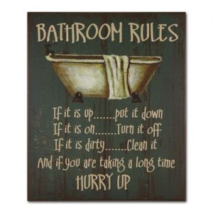 Bathroom Rules Wall Plaque