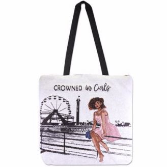 Crowned In Curls Woven  African American Tote Bag