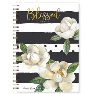 Blessed Magnolia White Flowers Spiral Journal #1