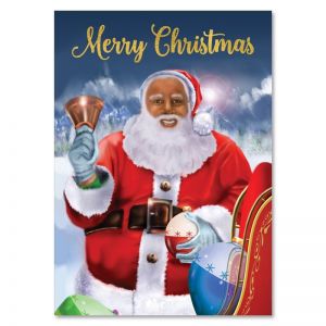 Merry Christmas African American Santa Christmas Card