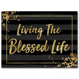 Blessed Life Gold Foil Wall Plaque