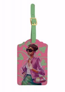 Pink and Green African American  Luggage Tag #1