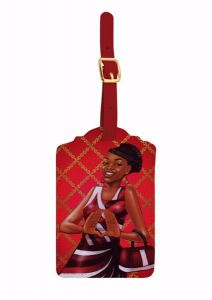 Red and White African American  Luggage Tag #1