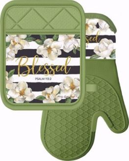 Blessed Magnolia Oven Mitt and Pot Holder