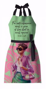 Pink and Green African American Women Apron