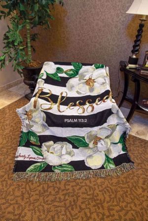 Blessed Magnolia Flowers Tapestry Throw