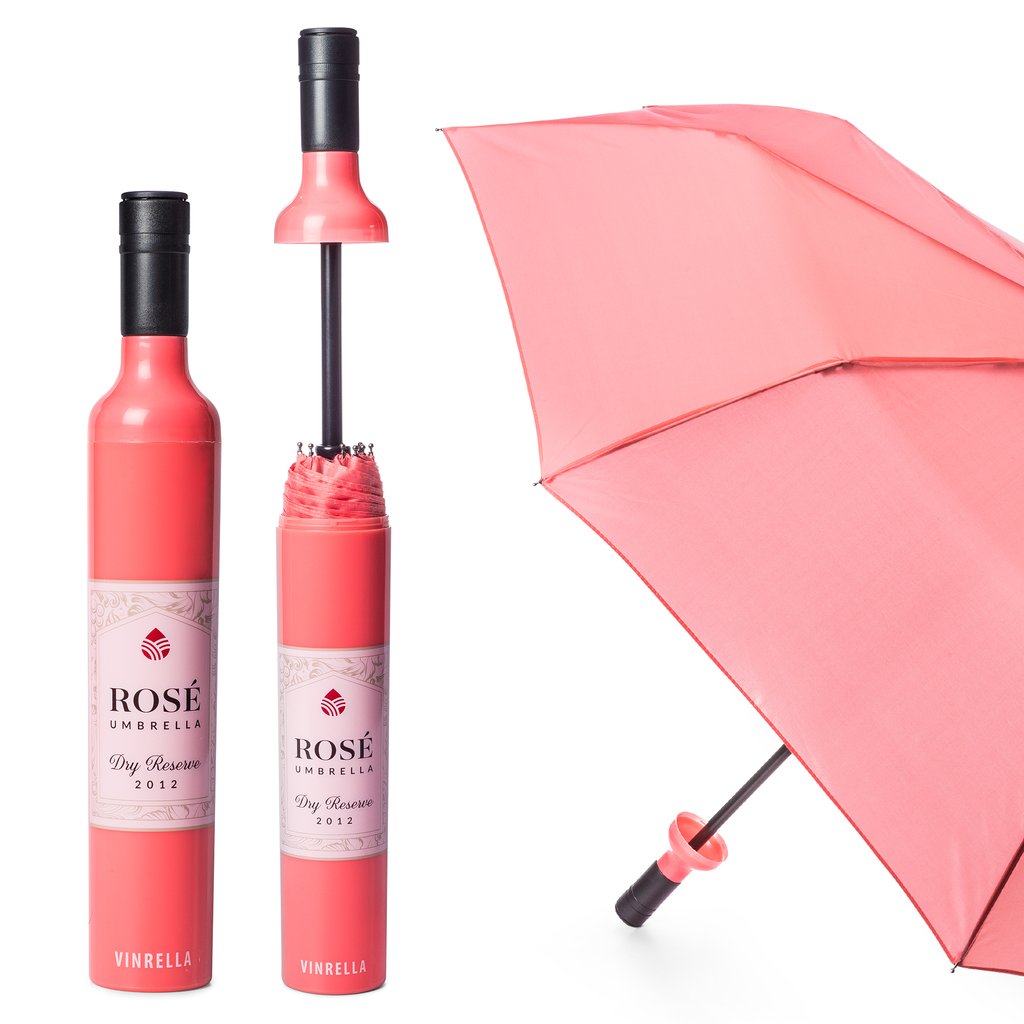 Vinrella Rose Labeled Wine Bottle Umbrella