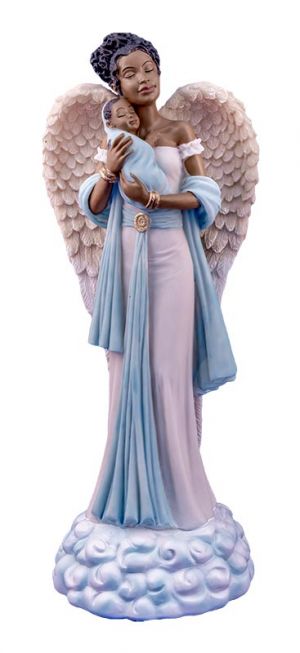 Angel in Blue with Baby African American Figurine