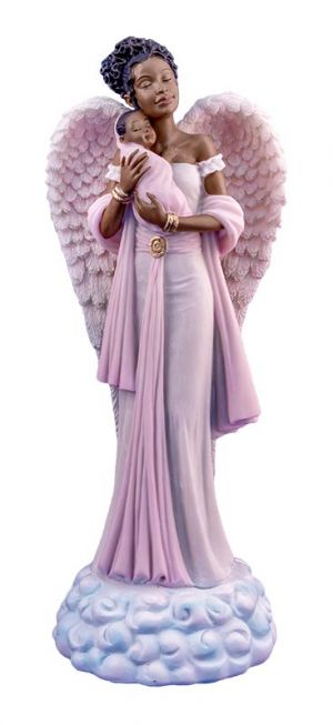 Angel in Pink with Baby  African American Figurine