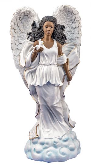 Angel in White with Dove African American Figurine