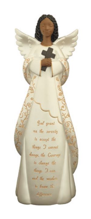 Serenity Prayer with Cross African American Figurine