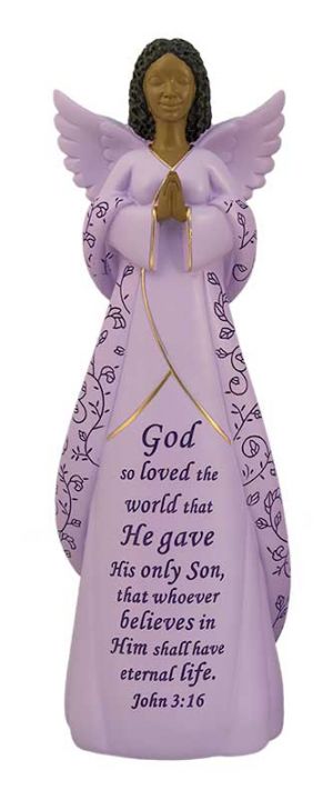 God so loved the world John 3:16 In Purple  African American Figurine