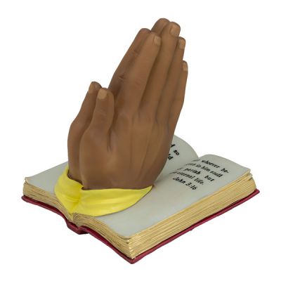 African American Praying Hands with Bible Figurine