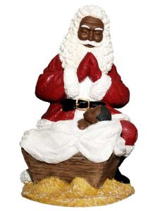 Black Santa Worships Jesus African American Figurine