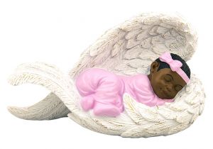 Baby Girl in Angel Wing African American Figurine