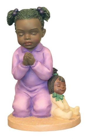 Praying Kid Girl African American Figurine