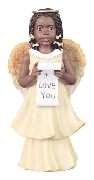 I Love You Angel in yellow African American Figurine