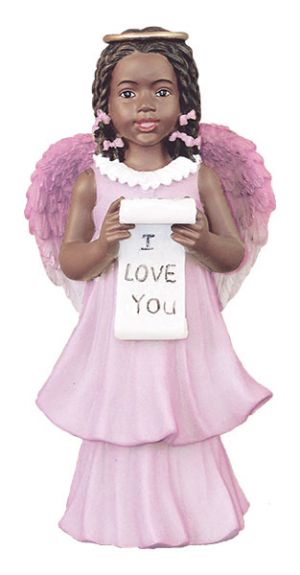 I Love You Angel in Purple  African American Figurine
