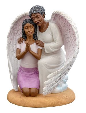 Praying Guardian with Woman African American Figurine