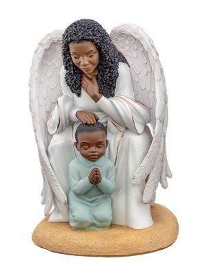 Praying Guardian with Boy African American Figurine