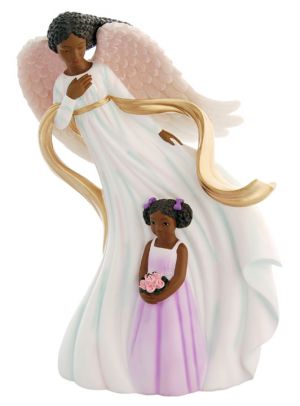 Prayer Guardian with Girl African American Figurine