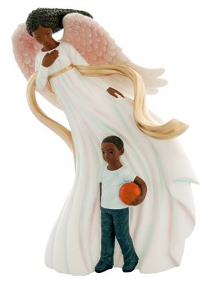 Prayer Guardian with Boy African American Figurine