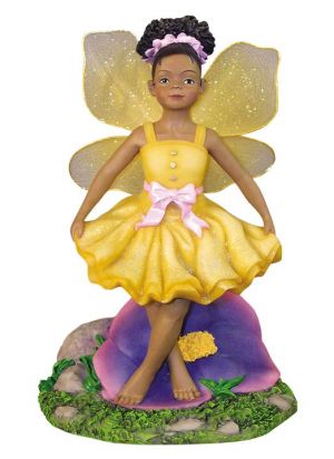 African American Girl in Yellow Fairy Figurine
