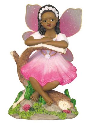 African American Girl in Pink Fairy Figurine
