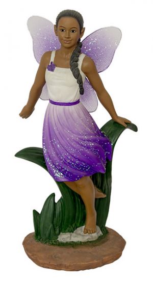 African American Fairy Flying in Purple Figurine