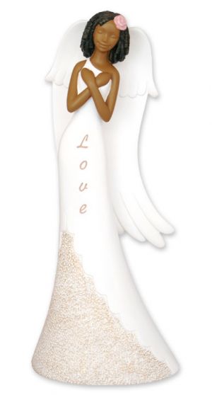 Love Angel in white African American Figurine