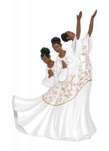 Giving Praise In White African American Figurine