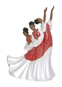 Giving Praise In Red  African American Figurine