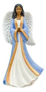 Humble Prayer Angel in blue African American Figurine