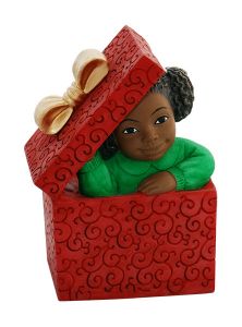 African American Girl in Christmas Present