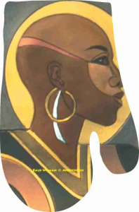 Bald Woman African American Oven Mitt