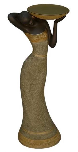 Woman Votive In Tan Three  African  American Candleholder