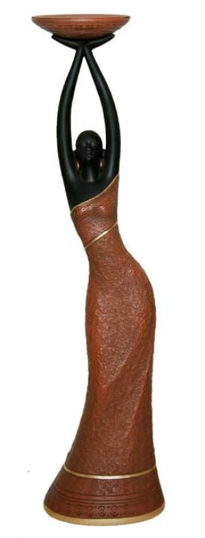 Woman Votive In Brown African  American Candleholder