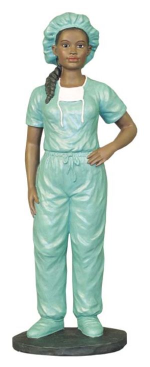 Female Scrub Nurse AA African American Figurine