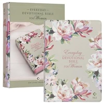 Pearlized Gray Floral Faux Leather NLT Everyday Devotional Bible for Women